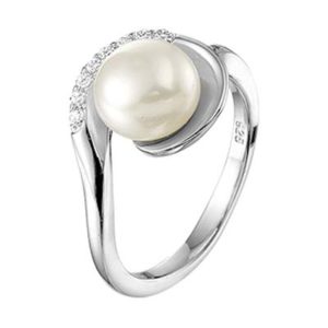 013-19657K Ring Zilver met zirkonia en parel