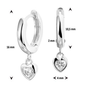 013-28278K Creolen zilver met zirkonia Hartjes
