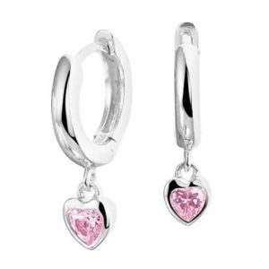013-28279K Creolen zilver met zirkonia Hartjes