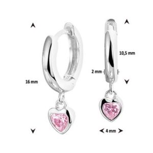 013-28279K Creolen zilver met zirkonia Hartjes