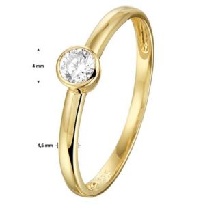 040-20174K Ring Geelgoud met zirkonia