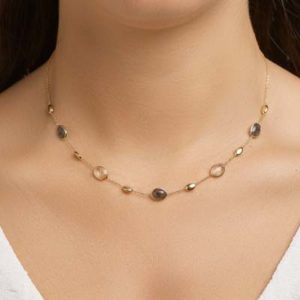 040-21004K Collier Geelgoud edelstenen